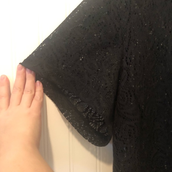 Black Lace Swimsuit cover up with zipper and hood size 1X - Picture 4 of 8